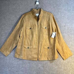 Studio Works Faux Suede Full‎ Zip Up Jacket Women's Size 22 NWT Career Western